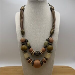 Chico's Earthy Tones Layered Beaded Necklace
